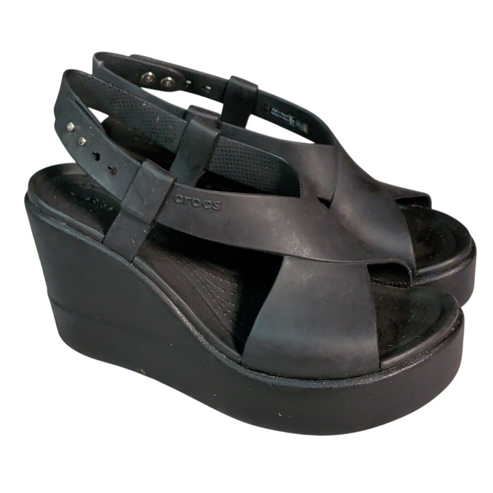 Crocs Lite Ride Brooklyn High Platform Sandals Womens Size 4 Black Chunky Y2K